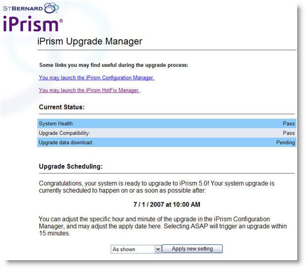 Upgrade Process Overview Rather than wait for 3 days, we have elected to change the upgrade to ASAP and clicked Apply new setting.