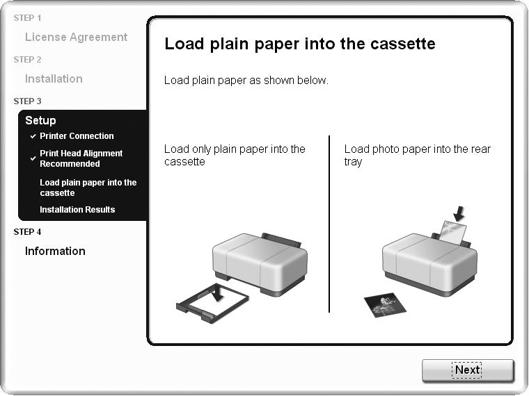 5 Windows 9 10 When the Load plain paper into the cassette screen