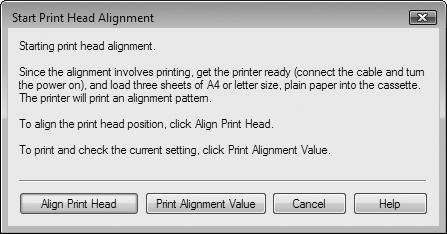When a message appears after clicking Align Print Head, click OK.