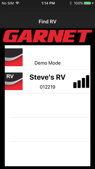 Note: Ensure you select your device if you are in an area with other SeeLeveL tank monitoring systems. Apple ios Select the device with the RV icon displayed.