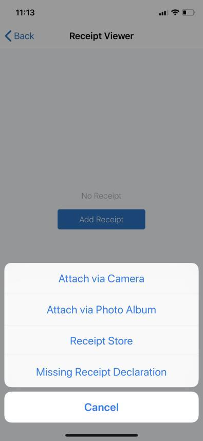 ATTACH A MISSING RECEIPT DECLARATION TO AN EXPENSE Attach a missing receipt declaration to an expense. 1) On the report screen, tap to create a new expense.