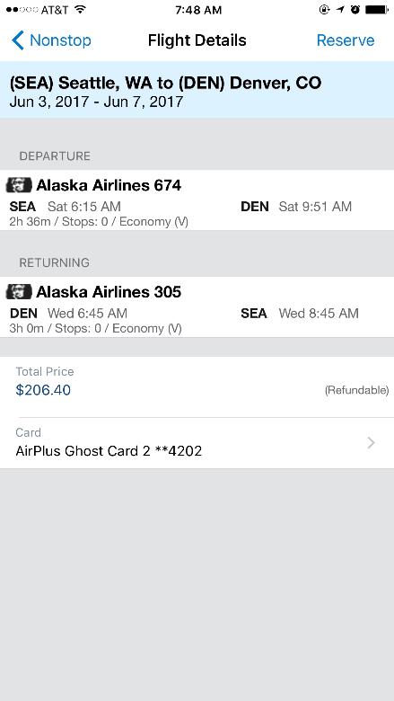 3) On the next screen, tap the desired flight. 4) On the Flight Details screen: Review for accuracy.