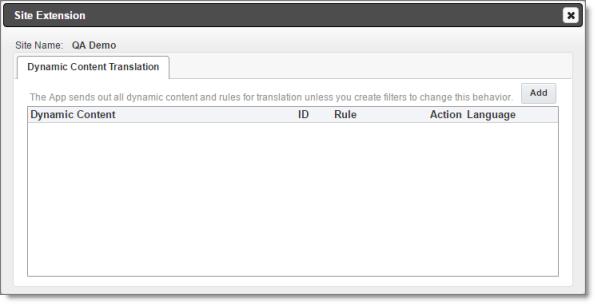 5 Configuring the Lionbridge App in CloudBroker 5.9 Configuring Translation Settings for Eloqua Dynamic Content 3. Click Add. The Translation Setting tab opens.