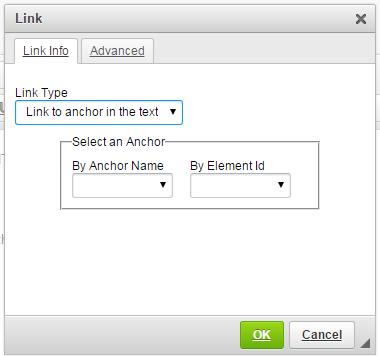 The screen shot above demonstrates how to set an anchor link. 6.