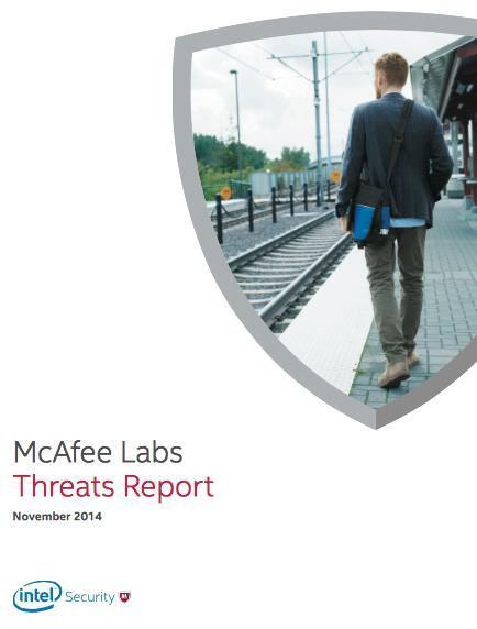 McAfee Lab 2015 threats predictions 1) Cyber espionage Cybercriminal will continue to increase in frequency with better methods and more sophisticated stealth