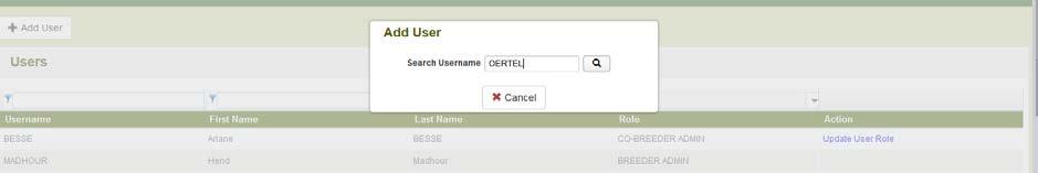 In order to assign roles, click on User Role Management button For a Breeder admin/co-breeder admin the