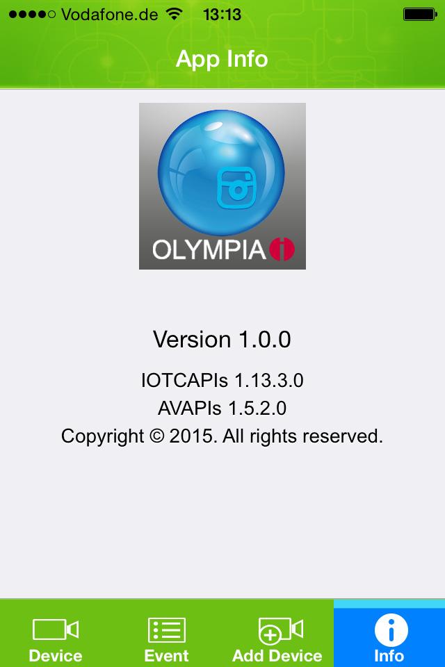 Operating the Camera (ios) Version Information Version Information It is possible to display detailed information on the version of the ProHomeIPC App.