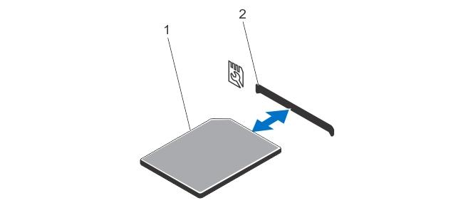 6. Holding the card by its edges, position the card so that the card-edge connector aligns with the idrac Ports card connector. 7. Align the idrac Ports card bracket with the hooks on the chassis. 8.
