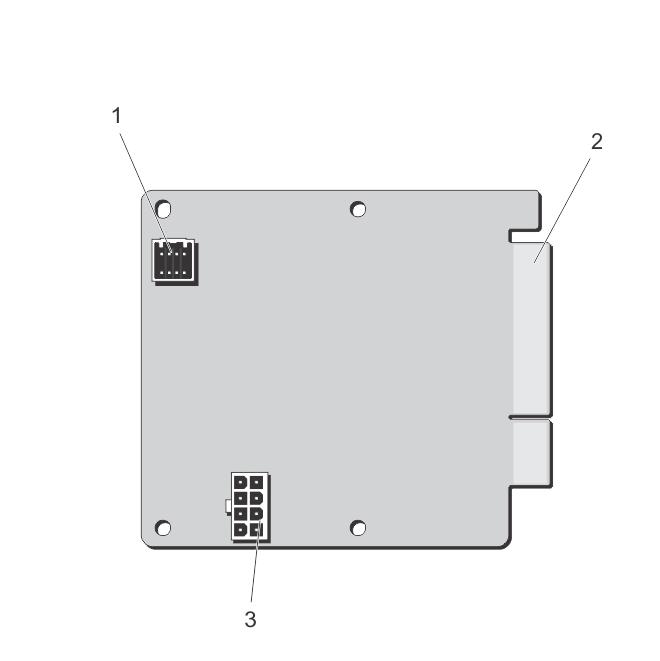 3. screws (4) 4. power-interposer board 5. release tab 6. power-distribution board connector Figure 46.