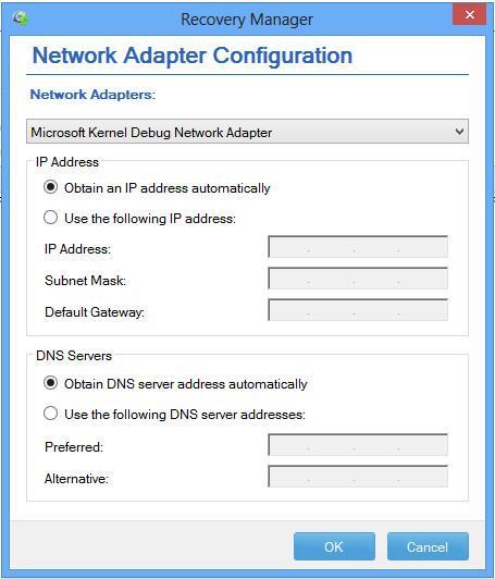 You can setup the network adapter, IP address, Subnet mask and Default gateway from here.