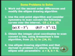 (Refer Slide Time: 00:52:16) The last is, minus use an ellipse drawing algorithm, either what we have solved is in first order differences or that which you obtain from the problem one.