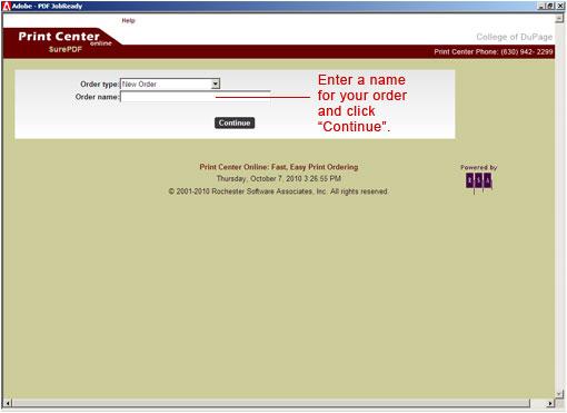 5. Type in the New Order Name in the blank field, and click