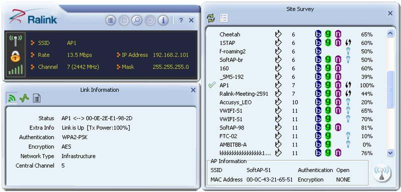 Figure 1-13 Show connection status by using WZC to initiate the connection 1.2 