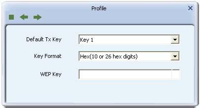 Figure 2-2-4 WEP Key Configuration WEP Key: Only valid when using WEP encryption algorithms. The key must be identical to the AP's key.