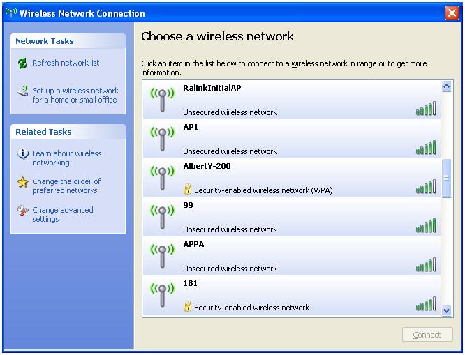 Figure 1-6 Wireless Network Connection Select the