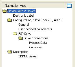 Offline Parameterization 19/87 Figure 7: Navigation Area for Multi-Slave Devices There is another difference compared to the single Slave device: In the third line, the entry Configuration is