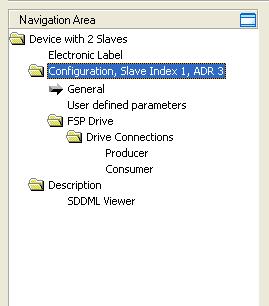 Offline Parameterization 24/87 For drives according to FSP Drive, the Configuration dialog pane appears like: Figure 12: Navigation Area - Configuration for FSP Drive