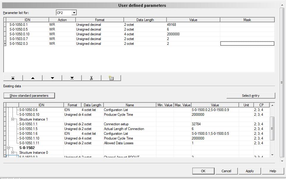 Offline Parameterization 27/87 3.6 User-defined Parameters This dialog pane displays information on the IDN parameter sets of different communication phases.