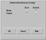 Tutorial Technical descriptions Switch device 3.4.3 External blockings dialog box Use the External blockings dialog box to block or deblock signals in terminals and external devices.