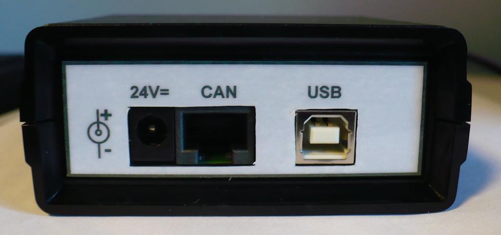 CAN bus connector USB connector (PC connection) Installation of USB-CAN device The USB-CAN Interface connects the HNS ANDON CAN network of Call Stations to the USB port of the PC.