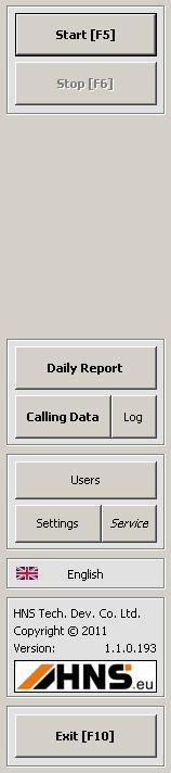 5.3 Function panel Start/Stop functions Start [F5]: start communication with Call Stations turn in Call Stations. Stop [F6]: stop communication with Call Stations turn off Call Stations.