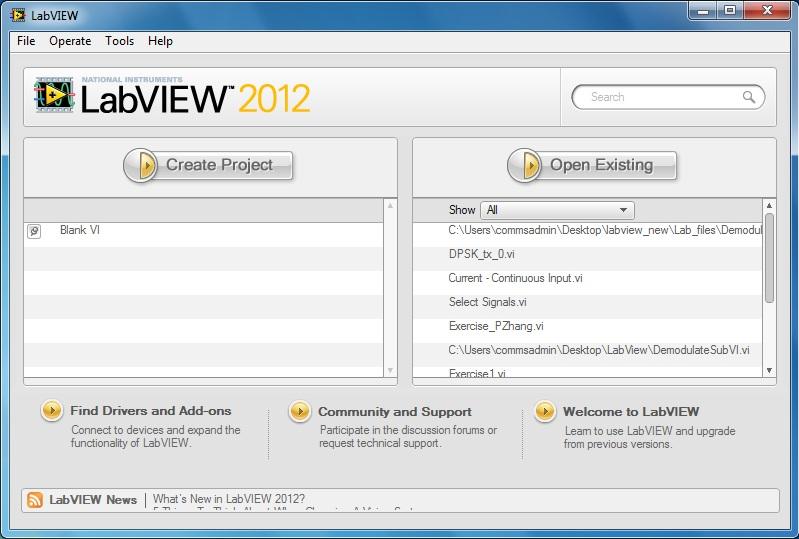 ELEC6021 Research Methods NI USRP Lab 4 Launch LabVIEW; you will get a splash
