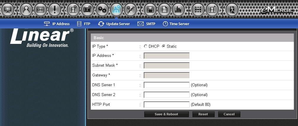5. Browse to the Network Configuration (IP address) page as shown in Figure 7.3.