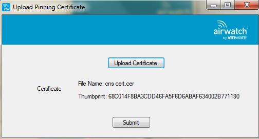 4. Select the certificate that you want to upload and then select Submit.