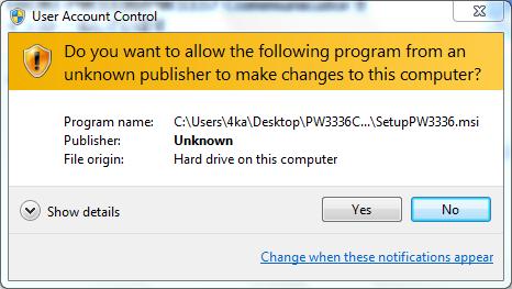 program installation appears, click [Yes] to proceed to
