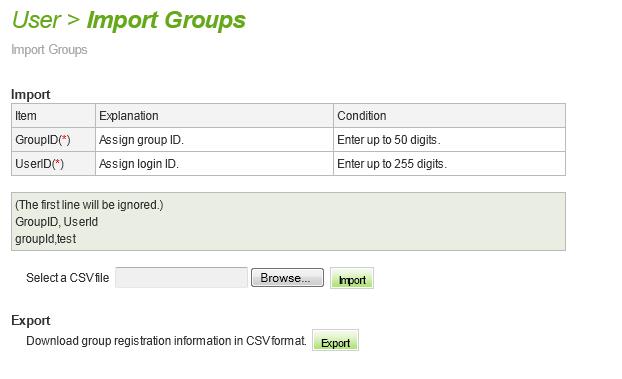 Importing Groups Click Import Groups and below screen will appear.