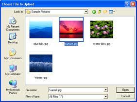 3. Select an image file from the dialog box and click Open. Select File 4.