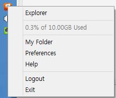 OfficeBox Agent (Windows/Mac) Explorer: Upload / download a file, or create a link. MyFolder: Open web browser to access My Folder directly.