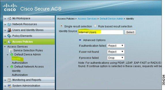 Configuring TACACS Administrator Access to Converged Access WLCs Step 5 To create an identity for the device administrator which allows internal