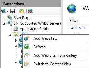1. Open the Internet Information Services (IIS) Manager. 2. Right click Sites, then select Add Website. 3.