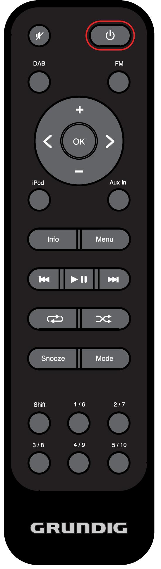Your DAB+ Micro System Remote Control Press the Repeat Button to repeat play of the ipod. Press continually to scroll through repeat options.
