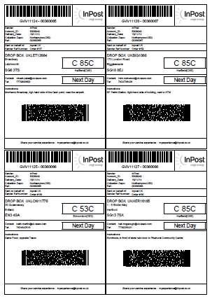 Figure 24 Multiple Labels on One Sticker CANCELLING A PARCEL If you find out that a parcel is no longer to be delivered to an InPost locker