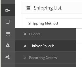 PERMISSIONS After the InPost module is switched on a new menu item will be displayed under the Cart section of the menu.