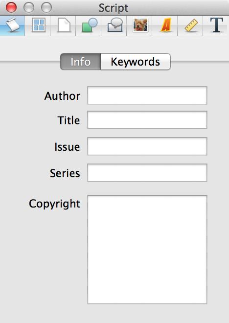 Info tab and Keywords tab under Script in the Inspector Keywords The other tab controls Keywords.