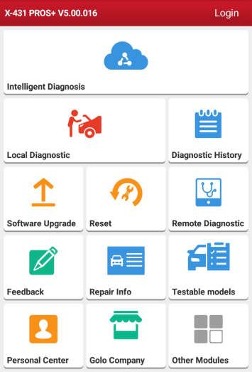 Fig. 4-7 Name Intelligent Diagnosis Local Diagnosis Diagnostic History Description This module allows you to obtain vehicle data from the cloud server to perform quick test via reading VIN, which