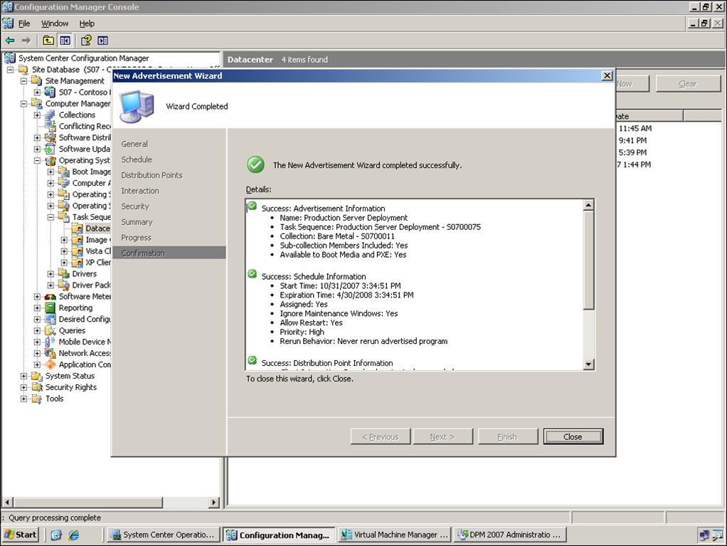 Figure 6 Configuration Manager automates the process of deploying server images.