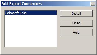 The Add Export Connectors dialog is opened.