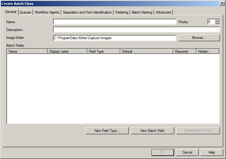 2. In the following dialog the Name and a Description for the new batch class can be defined.