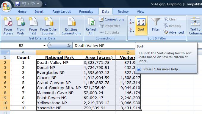 Spreadsheet Manipulations Sorting Sorting your data in Excel is an easy way to view the data according to the property that