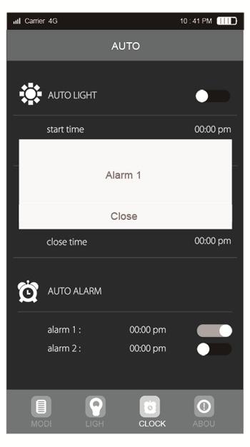 You can click Close button to close the alarm when it is ringing, or clap the top of speaker to enter the snooze mode.