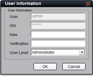 Double click the user name or right click it and select Modify User to change the password and user level.