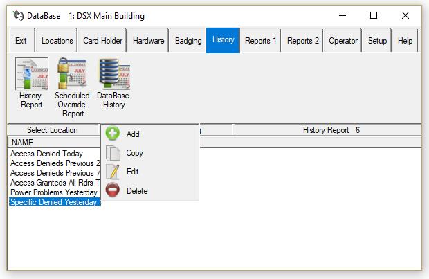 History reports can be preconfigured and automatically run up to twice a day each day of the week and even Emailed from the workstation they were created on. Numerous custom reports can be saved.