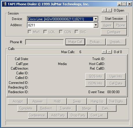 Call Information Module Section 7-3: Testing TAPI using Phone.exe Phone.exe is an application available from www.julmar.com (Select the TAPI page and scroll down to TAPI Soft Phone and download).