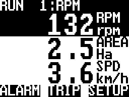 When an alarm has been tripped, the front screen will display the line number and name of the triggered function. Example 1. In this example, an alarm is tripped when the speed goes under 2km/h.