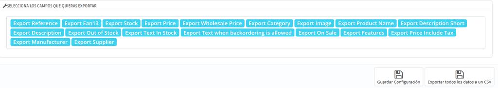 - We will select the fields that we want to export to the CSV. - Once pressed it will appear in the lower part of this box. o Press the first icon to move the position box.