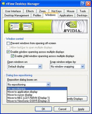 Chapter 7 Managing Windows Figure 7.3 Reposition Dialog Boxes On Settings No Repositioning This option disables dialog box control.